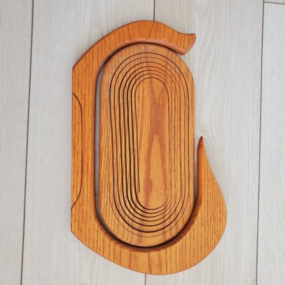 Vintage Canada Alberta Oak Folding Duck Basket Rustic Farmhouse Kitchen Decor - Picture 2 of 10